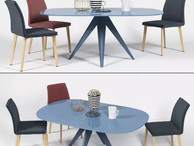 Bonaldo Lias chair and Noa table Free 3D model