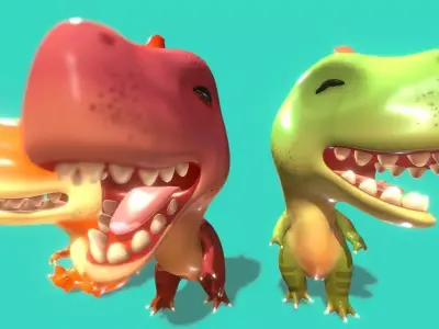 Cartoon Dinosaur Pack Low-poly 3D model