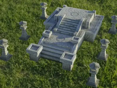 Ancient altar Low-poly 3D model