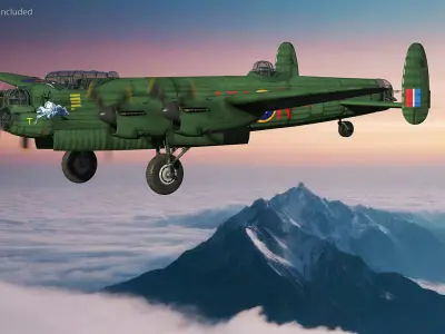 Avro Lancaster Four Engined Heavy Bomber Rigged 3D model purchase