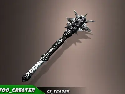 Fantasy Magic Stick Low poly Mace 3D Model Low-poly 3D model