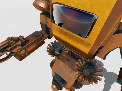 robot holding gun Low-poly 3D model