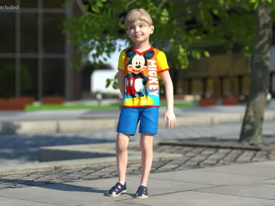 Realistic Child Boy Rigged 3D model