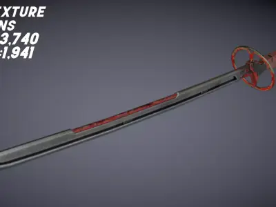 Ski-FI two-handed BLADE or KATANA Low-poly 3D model