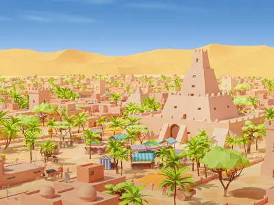 Desert City Sands Low-poly 3D model