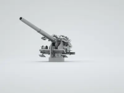 127mm 128mm SK C - 34 Naval Gun 3D model