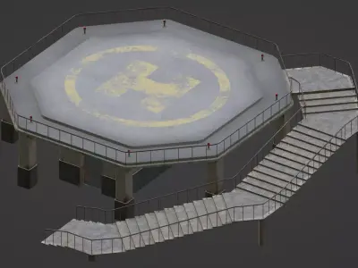 2 Sites of Helipad Low-poly 3D model