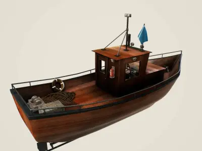 Norwegian fishing boat Low-poly 3D model