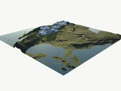 Cartoon Usa stylized landscape PBR map 3D model