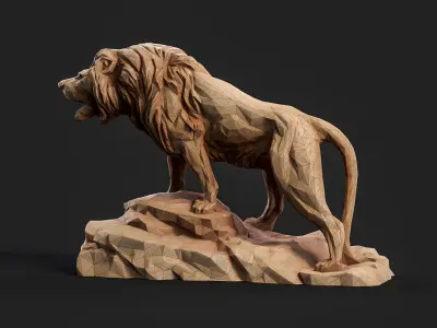 Paper Lion PBR model Low-poly 3D model