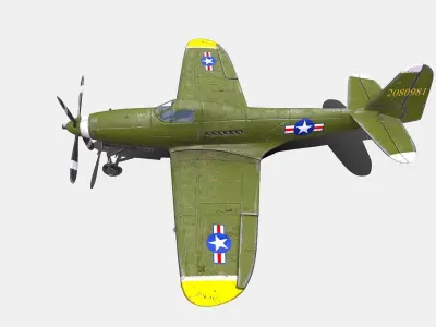 Bell P-63 Kingcobra American Fighter Aircraft Low-poly 3D model