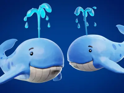 Stylized Cartoon Whale 3D model