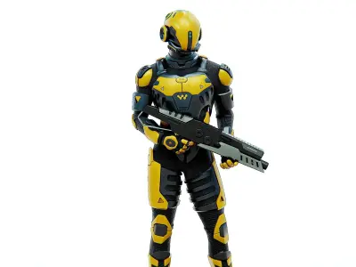 MECHA SOLDIER-G Rigged for Unreal Engine - Unity - MIXAMO  3D model