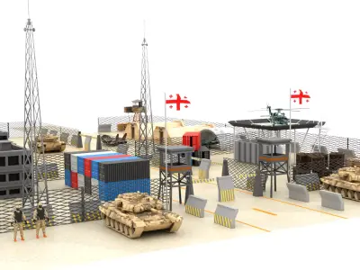 Georgia Military Base Low-poly 3D model