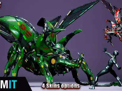 Sci-Fi Insect Stag-Beetle Low-poly 3D model