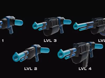 Stylized Sci-Fi Battle Weapons Freeze Gun  Low-poly 3D model