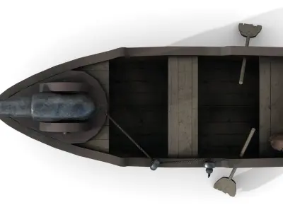 Warship with Cannon 1 Low-poly 3D model