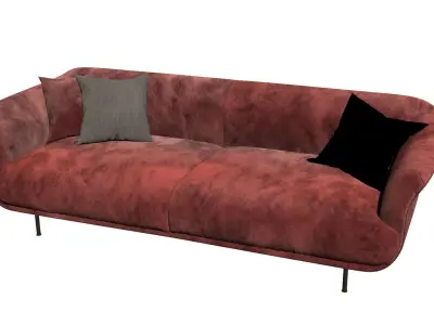 Red bench sofa 3ds model Free 3D model