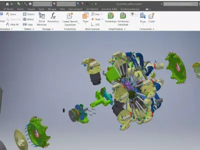 9 cylinder radial engine 3d model 3D model