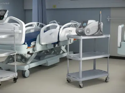 F-Beauty Tattoo Removal Laser Grey on Medical Cart 3D model