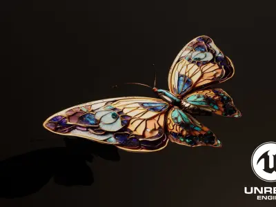 Fantasy Butterfly 01 Low-poly 3D model