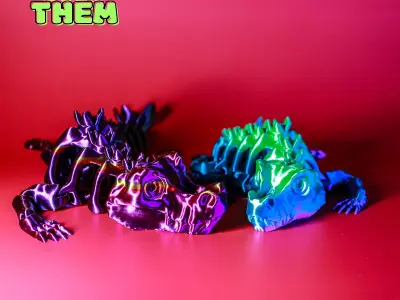crocodile movable toy print on the spot multicolored 3D model