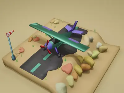 3d plane t in virtual world Free low-poly 3D model