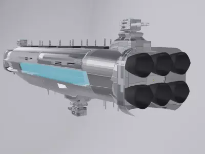 Low poly Starship spaceship with two engines Low-poly 3D model