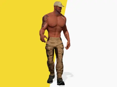 Muscle Stylized Strongman Bodyguard Commander Low-poly 3D model Low-poly 3D model
