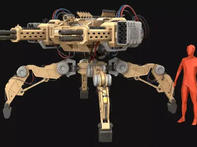 Walking Turret Concept-1-Desert 3D model