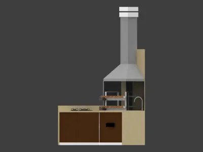 Kitchenette for interior of residential or commercial architect Low-poly 3D model
