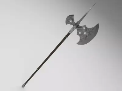 Medieval halberd 2 Low-poly 3D model