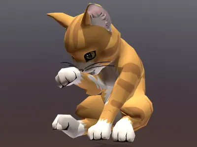 Tiger Yellow Cat Sitting Idle Cycle 3D model