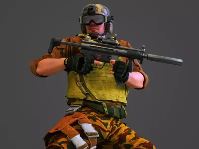 Caucasian Military Mercenary Soldier 3D model