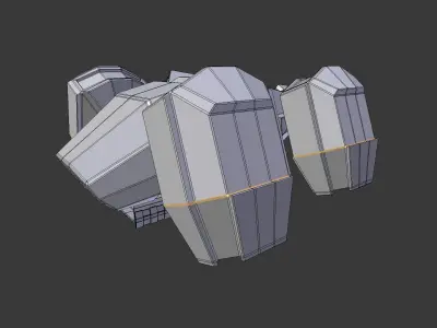 spaceship orange and robot Free low-poly 3D model