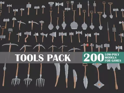 Low Poly Tools Pack  Low-poly 3D model