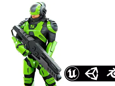CYBORG SOLDIER RX-500  Rigged for Unreal Engine - Unity - MIXAMO 3D model