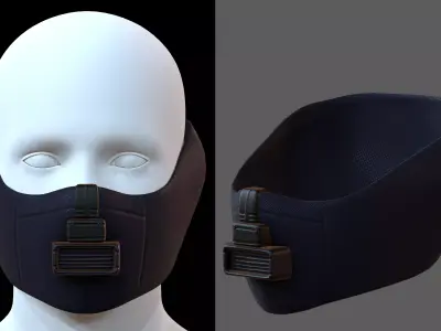 Gas mask helmet 3d model scifi Low-poly  Low-poly 3D model 554