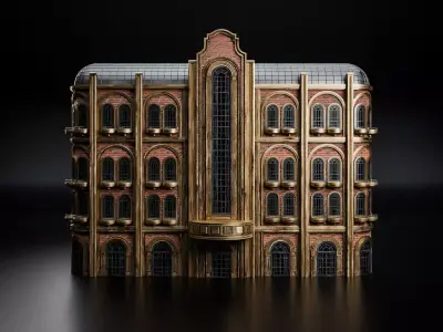 ART DECO STEAMPUNK BUILDING 01 Low-poly 3D model