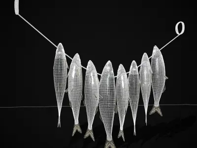 Hanging Herring Fish Low-poly 3D model