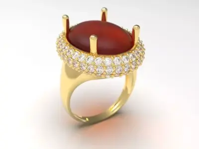 Elegant Oval Citrine Halo Ring 3D Print Model Free 3D print model