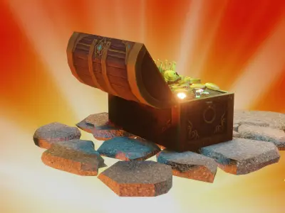 Futuristic Loot Treasure Box Animated Low-poly 3D model