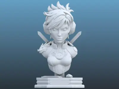 Cyber-Dragon Valkyrie - Tactical Female Warrior Bust PM-19 3D print model