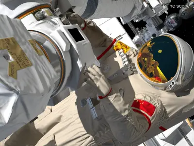 Astronaut Wearing Feitian Space Suit Rigged 3D model