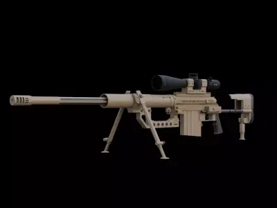 Tactical Bolt Action Sniper Rifle Game Ready Low Poly Low-poly 3D model