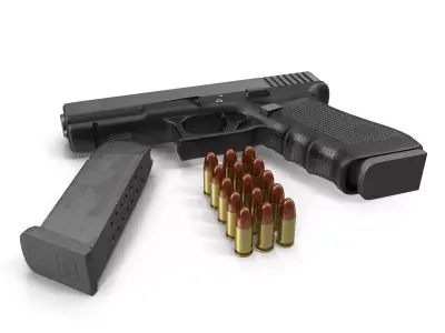 Glock 17 Semi Automatic Pistol Black 3D model