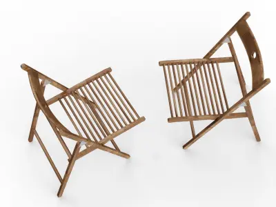 Wooden Chair 3D model 8