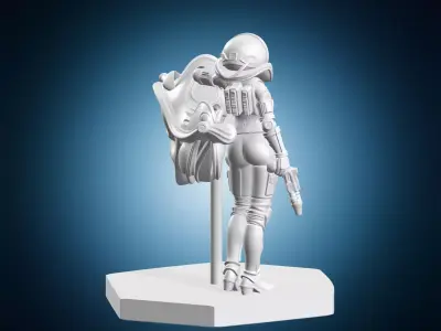 Female Astronaut in Advanced Sci-Fi Spacesuit 3D print model