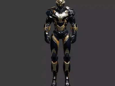 Black Gold Sci Fi Mech Suit 3D model