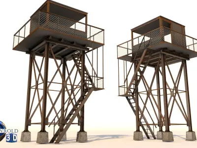 Lowpoly Lookout Tower 3d model Low-poly 3D model